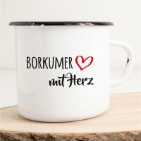 Emaille Tasse Borkumer mit Herz Vintage 300ml