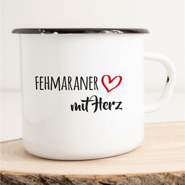 Emaille Tasse Fehmaraner mit Herz Vintage 300ml