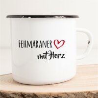 Emaille Tasse Fehmaraner mit Herz Vintage 300ml