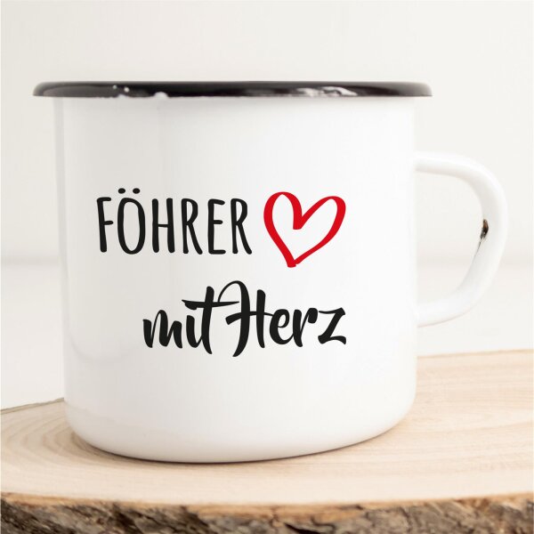 Emaille Tasse Föhrer mit Herz Vintage 300ml