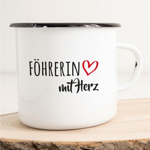 Emaille Tasse Föhrerin mit Herz Vintage 300ml
