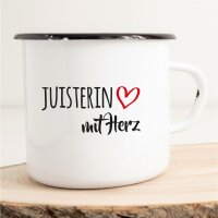 Emaille Tasse Juisterin mit Herz Vintage 300ml