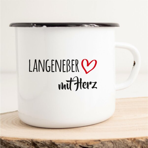 Emaille Tasse Langeneßer mit Herz Vintage 300ml