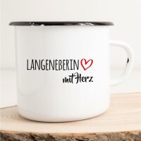 Emaille Tasse Langeneßerin mit Herz Vintage 300ml