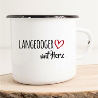 Emaille Tasse Langeooger mit Herz Vintage 300ml