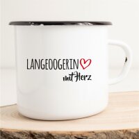 Emaille Tasse Langeoogerin mit Herz Vintage 300ml