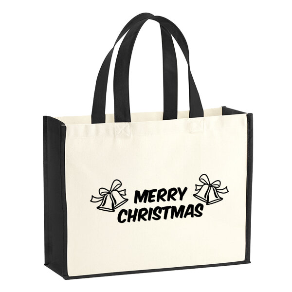 Jutetasche Merry Christmas Glocken 21 Liter Black