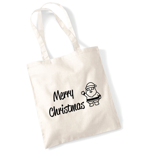 Jutebeutel Merry Christmas Weihnachtsmann 10 Liter
