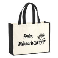 Jutetasche Frohe Weihnachten Weihnachtsmann 21 Liter Black
