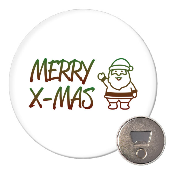 Magnet Merry X-Mas Weihnachtsmann 59mm Kühlschrankmagnet Flaschenöffner