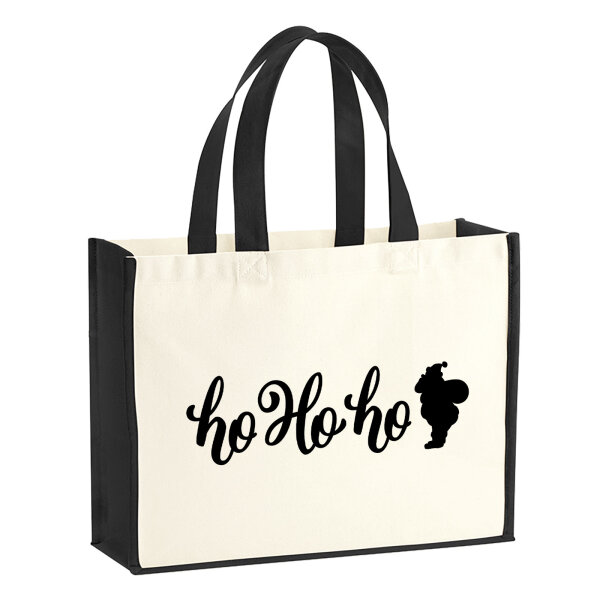 Jutetasche Ho Ho Ho Weihnachtsmann 21 Liter Black