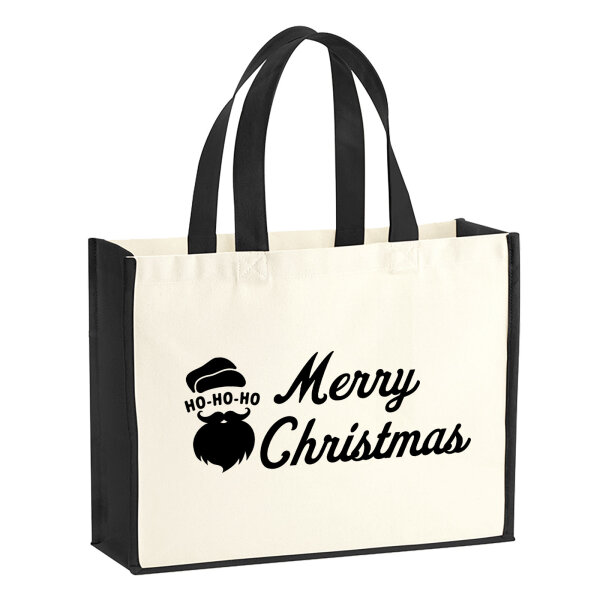 Jutetasche Ho Ho Ho Santa Merry Christmas 21 Liter Black