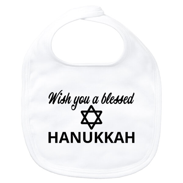 Baby Lätzchen Wish blessed Hanukka Schriftzug Klettverschluss