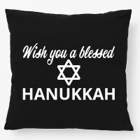 Kissen Wish blessed Hanukka Schriftzug 40x40cm