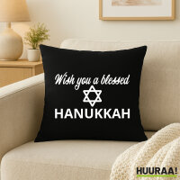 Kissen Wish blessed Hanukka Schriftzug 40x40cm