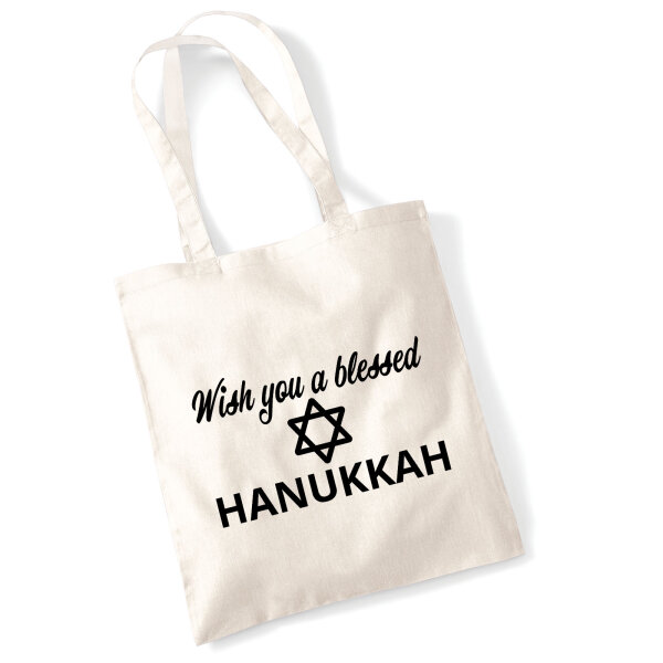 Jutebeutel Wish blessed Hanukka Schriftzug 10 Liter