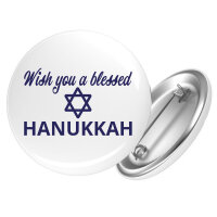 Button Wish blessed Hanukka Schriftzug