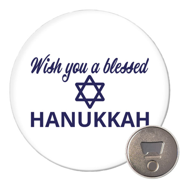Magnet Wish blessed Hanukka Schriftzug 59mm Kühlschrankmagnet Flaschenöffner