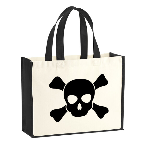 Jutetasche Pirat Totenschädel 21 Liter Black