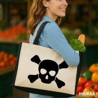 Jutetasche Pirat Totenschädel 21 Liter Black