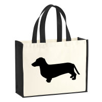 Jutetasche Dackel Silhouette 21 Liter Black