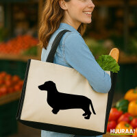 Jutetasche Dackel Silhouette 21 Liter Black