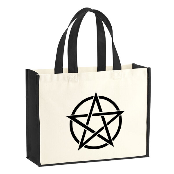 Jutetasche Pentagramm Drudenfuß 21 Liter Black