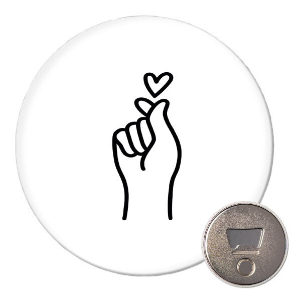 Magnet K-Pop Fingerherz Zeichen 59mm Kühlschrankmagnet Flaschenöffner