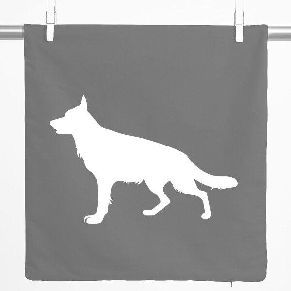 Zierkissenbezug Deutscher Schäferhund Silhouette 40x40cm Steel Grey