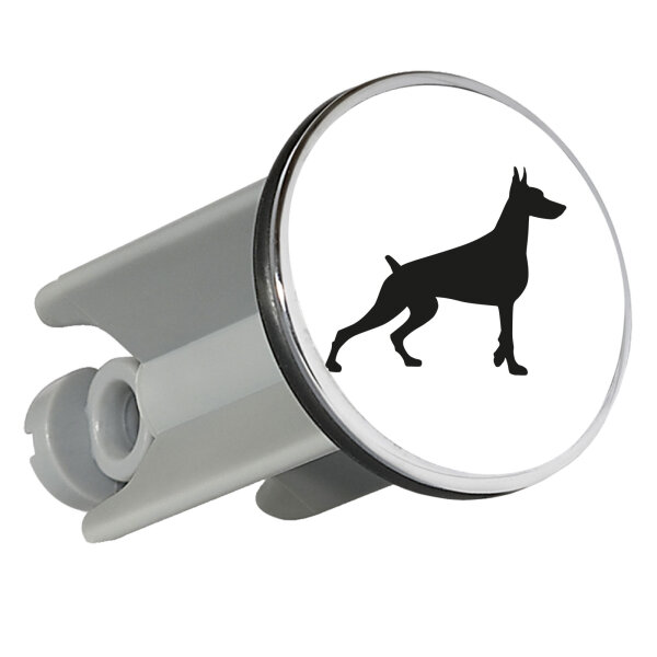 Waschbeckenstöpsel Dobermann Silhouette 4cm Abflussstopfen