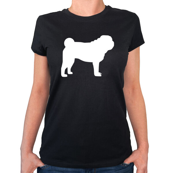 Damen T-Shirt Mops Silhouette Größe XS-XXL