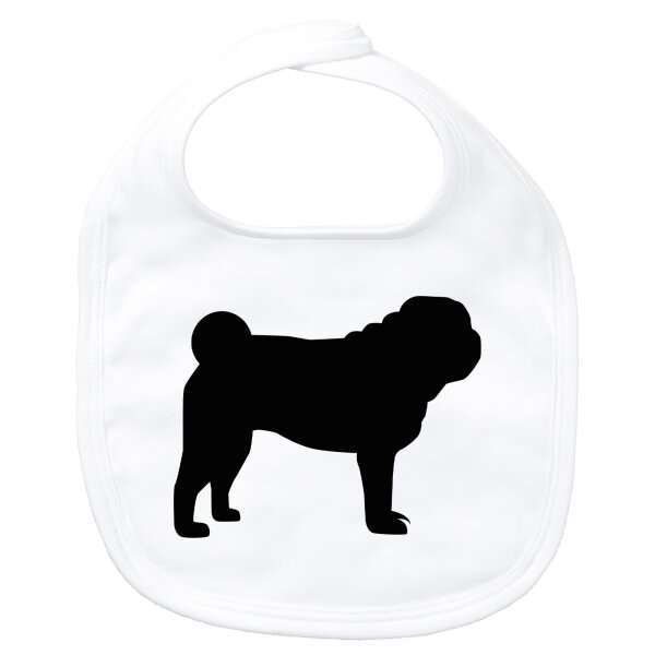 Baby Lätzchen Mops Silhouette Klettverschluss