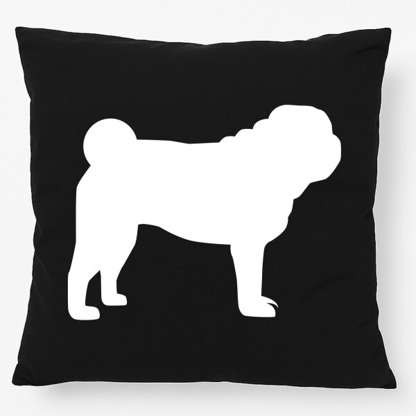 Kissen Mops Silhouette 40x40cm