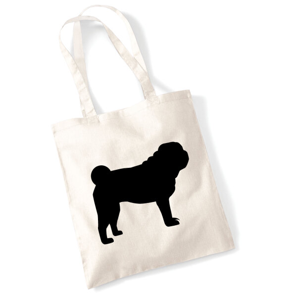 Jutebeutel Mops Silhouette 10 Liter