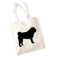 Jutebeutel Mops Silhouette 10 Liter