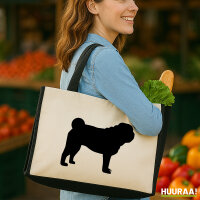 Jutetasche Mops Silhouette 21 Liter Black