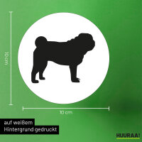 Aufkleber Mops Silhouette 10cm Sticker