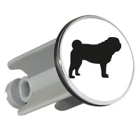 Waschbeckenstöpsel Mops Silhouette 4cm Abflussstopfen