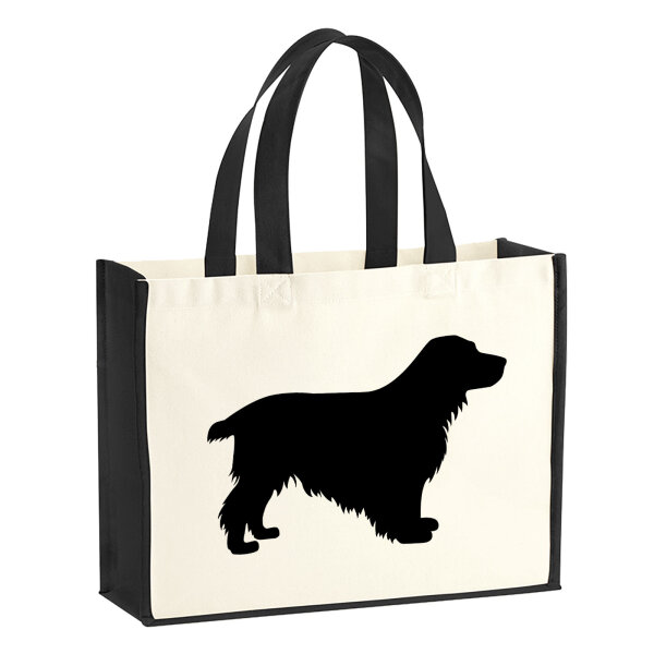 Jutetasche English Cocker Spaniel Silhouette 21 Liter Black