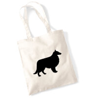 Jutebeutel Collie Sheltie Silhouette 10 Liter