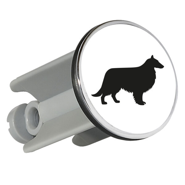 Waschbeckenstöpsel Collie Sheltie Silhouette 4cm Abflussstopfen