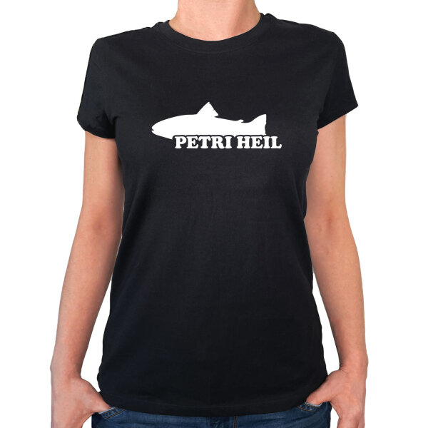 Damen T-Shirt Petri Heil Fischergruß Größe XS-XXL
