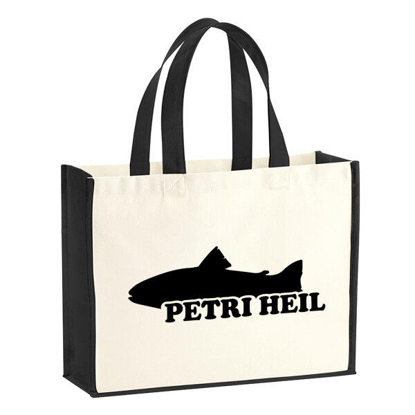 Jutetasche Petri Heil Fischergruß 21 Liter Black