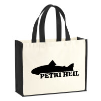 Jutetasche Petri Heil Fischergruß 21 Liter Black