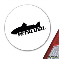 Aufkleber Petri Heil Fischergruß 10cm Sticker