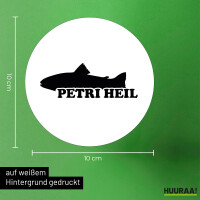 Aufkleber Petri Heil Fischergruß 10cm Sticker