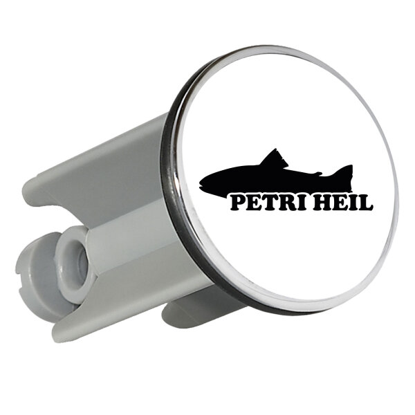 Waschbeckenstöpsel Petri Heil Fischergruß 4cm Abflussstopfen