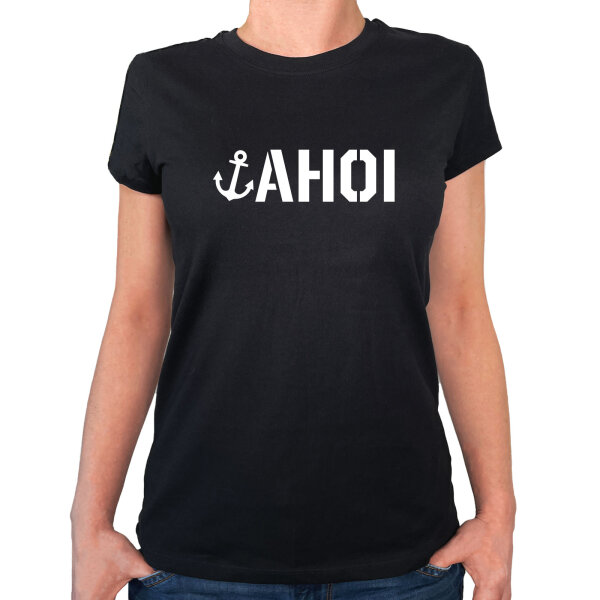 Damen T-Shirt Ahoi Anker Seemannsgruß Größe XS-XXL