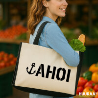 Jutetasche Ahoi Anker Seemannsgruß 21 Liter Black