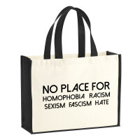 Jutetasche No Homophobia Racism Hate 21 Liter Black